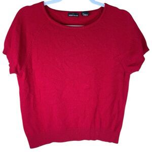 Moda International Red Short Sleeve Crewneck Knit Pullover Sweater Size Medium